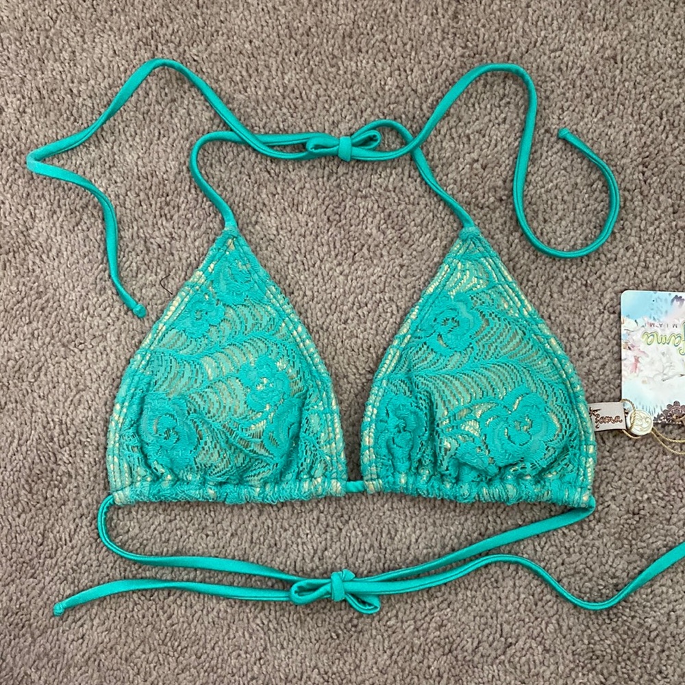 Luli Fama Sabor A Menta Lace Triangle Swimsuit Top Size S